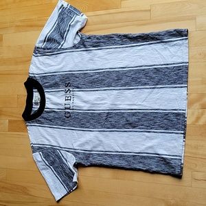 Guess Striped T Shirt Black White Small